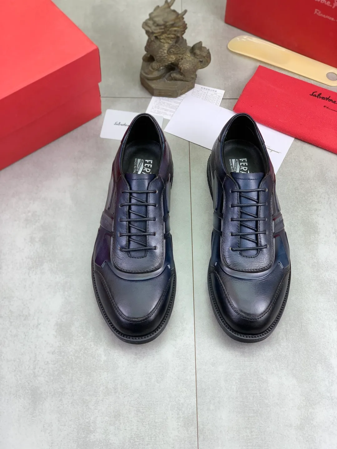 Men's Men's Shoes P560💰[New Style] Water-dyed Niuli 🆘[Salvatore Ferragamo] Ferragamo's latest casual business leather shoes for men! Listed simultaneously! The fabric is made of specially imported original calfskin, the lining is made of imported water-dyed cowhide, and the original combination outsole is absolutely luxurious and leads the fashion trend. Matching code: 39-44 (45 customized) 5️⃣ colors available